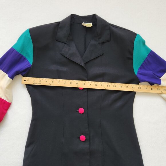 Vintage 80s 90s Last Exit Color-block Blazer Jacket Maximalism Office Party - Picture 7 of 9